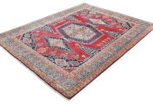 Red Geometric Modern 4'11X6'2 Kazak Pakistan Rug