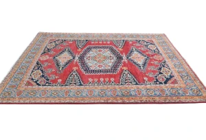Red Geometric Modern 4'11X6'2 Kazak Pakistan Rug