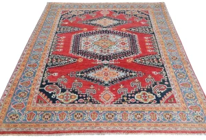 Red Geometric Modern 4'11X6'2 Kazak Pakistan Rug