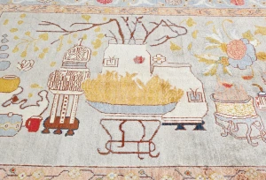 Pastel Gray Pictorial Modern 4'6X7'0 Kazak Pakistan Rug
