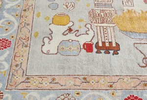 Pastel Gray Pictorial Modern 4'6X7'0 Kazak Pakistan Rug