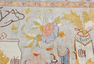 Pastel Gray Pictorial Modern 4'6X7'0 Kazak Pakistan Rug