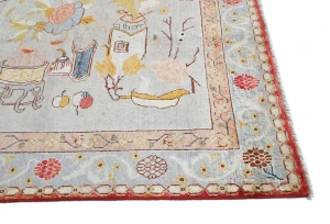 Pastel Gray Pictorial Modern 4'6X7'0 Kazak Pakistan Rug