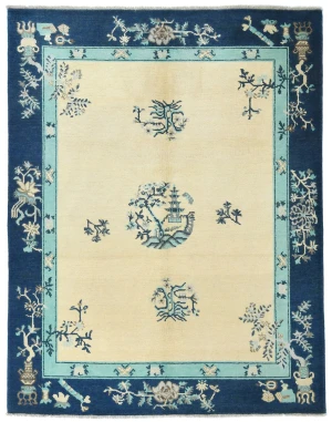 Cream Bordered Modern 5X7 Kazak Pakistan Rug