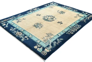Cream Bordered Modern 5X7 Kazak Pakistan Rug
