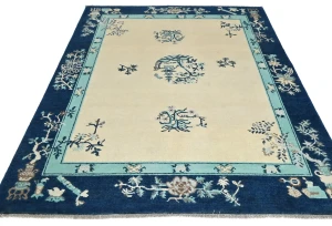 Cream Bordered Modern 5X7 Kazak Pakistan Rug