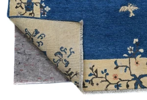 Navy Blue Bordered Modern 5'2X6'5 Kazak Pakistan Rug