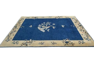 Navy Blue Bordered Modern 5'2X6'5 Kazak Pakistan Rug