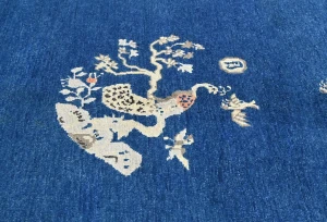 Navy Blue Bordered Modern 5'2X6'5 Kazak Pakistan Rug