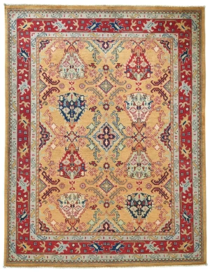 Rusty Beige Pictorial Modern 5X7 Kazak Pakistan Rug