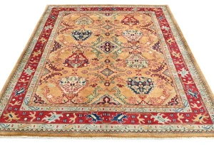 Rusty Beige Pictorial Modern 5X7 Kazak Pakistan Rug