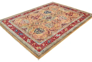 Rusty Beige Pictorial Modern 5X7 Kazak Pakistan Rug