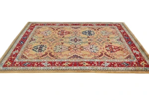 Rusty Beige Pictorial Modern 5X7 Kazak Pakistan Rug
