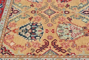 Rusty Beige Pictorial Modern 5X7 Kazak Pakistan Rug