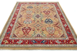 Rusty Beige Pictorial Modern 5X7 Kazak Pakistan Rug