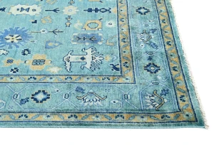 Blue Floral Modern 5X7 Kazak Pakistan Rug