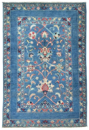 Blue Floral Modern 3X5 Kazak Pakistan Rug