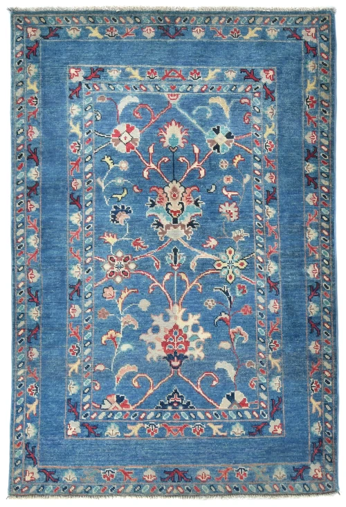 Blue Floral Modern 3X5 Kazak Pakistan Rug