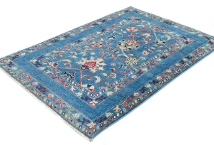 Blue Floral Modern 3X5 Kazak Pakistan Rug