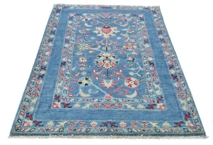 Blue Floral Modern 3X5 Kazak Pakistan Rug