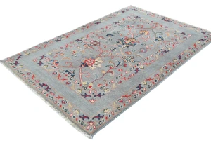 Gray Floral Modern 3X5 Kazak Pakistan Rug