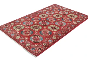 Red Geometric Modern 3X5 Kazak Pakistan Rug