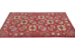 Red Geometric Modern 3X5 Kazak Pakistan Rug