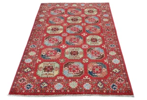 Red Geometric Modern 3X5 Kazak Pakistan Rug