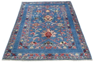 Blue Floral Modern 3X5 Kazak Osuhak Pakistan Rug