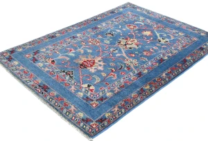 Blue Floral Modern 3X5 Kazak Osuhak Pakistan Rug