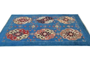 Blue Floral Modern 3X5 Kazak Oushak Pakistan Rug