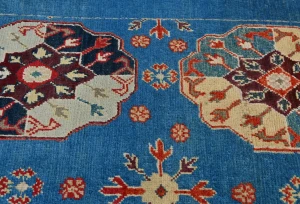 Blue Floral Modern 3X5 Kazak Oushak Pakistan Rug
