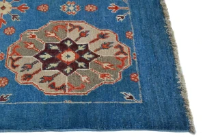 Blue Floral Modern 3X5 Kazak Oushak Pakistan Rug