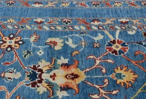 Blue Floral Modern 3X5 Kazak Oushak Pakistan Rug