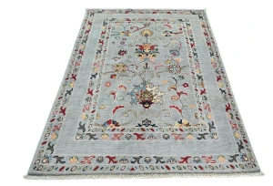 Gray Floral Modern 3X5 Kazak Oushak Pakistan Rug