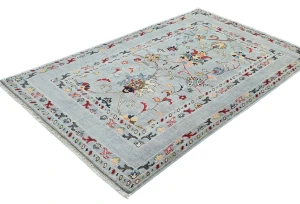 Gray Floral Modern 3X5 Kazak Oushak Pakistan Rug