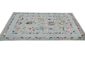 Gray Floral Modern 3X5 Kazak Oushak Pakistan Rug