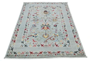 Gray Floral Modern 3X5 Kazak Oushak Pakistan Rug