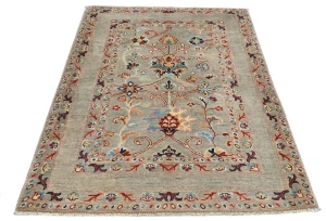 Brown Floral Modern 3X5 Kazak Oushak Pakistan Rug