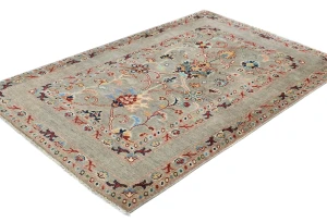 Brown Floral Modern 3X5 Kazak Oushak Pakistan Rug