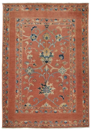 Orange Floral Modern 3X5 Kazak Oushak Pakistan Rug