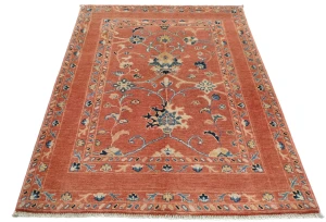 Orange Floral Modern 3X5 Kazak Oushak Pakistan Rug