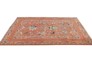 Orange Floral Modern 3X5 Kazak Oushak Pakistan Rug