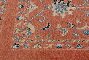 Orange Floral Modern 3X5 Kazak Oushak Pakistan Rug