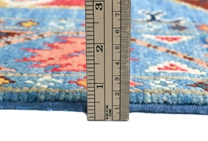Blue Geometric Modern 3X5 Kazak Oushak Pakistan Rug