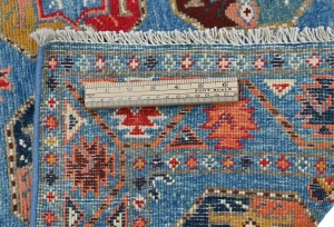 Blue Geometric Modern 3X5 Kazak Oushak Pakistan Rug