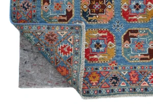 Blue Geometric Modern 3X5 Kazak Oushak Pakistan Rug