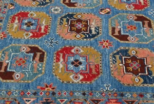 Blue Geometric Modern 3X5 Kazak Oushak Pakistan Rug