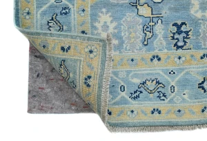 Blue Floral Modern 4X5 Kazak Oushak Pakistan Rug