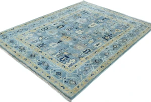 Blue Floral Modern 4X5 Kazak Oushak Pakistan Rug